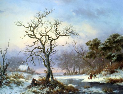 Faggot Gatherers in a Winter Landscape by Fredrik Marinus Kruseman